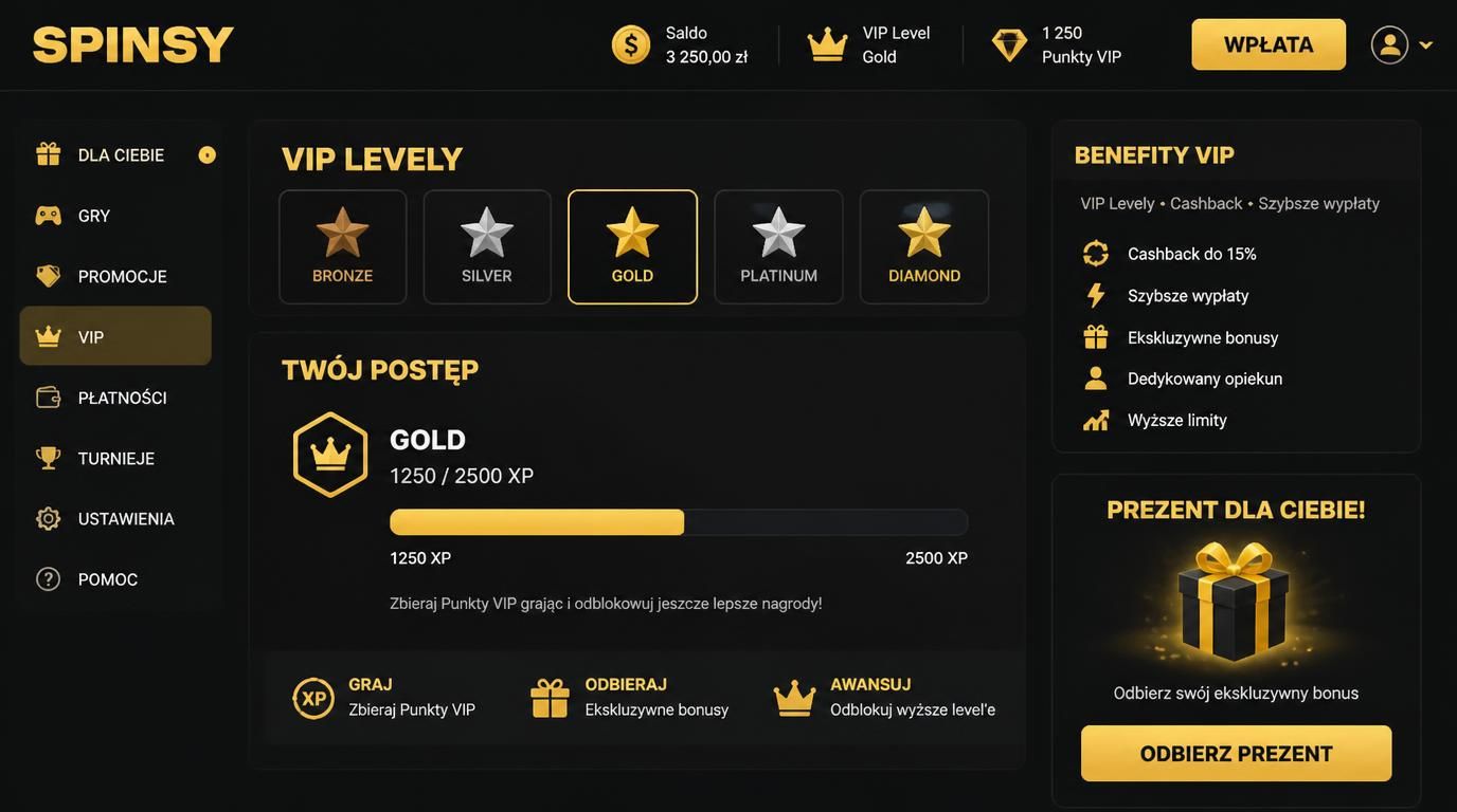 Program VIP i poziomy lojalności w Spinsy Casino